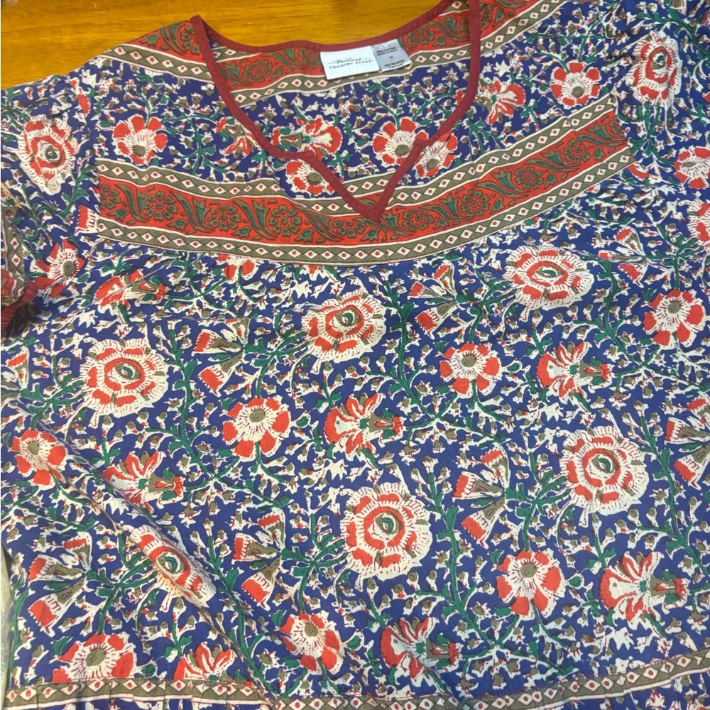 Boho Floral Tiered Maxi Dress in Navy and Rust - Picture 6 of 8